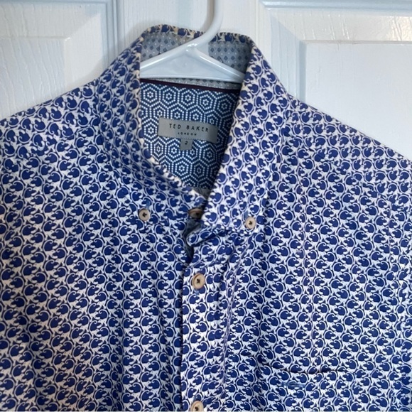 Ted Baker Monkeys Short Sleeve Print Shirt in Blue 2 - Picture 3 of 9